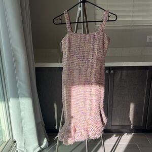 Likely Pink Tweed Midi Dress